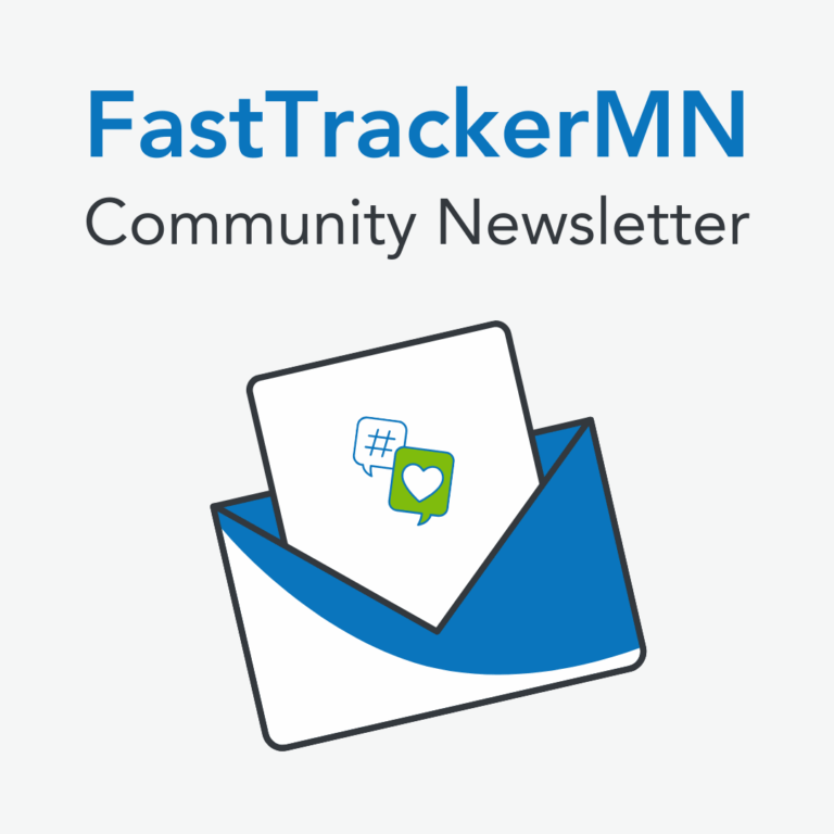 Cover photo of an envelope FastTrackerMN Community Newsletter